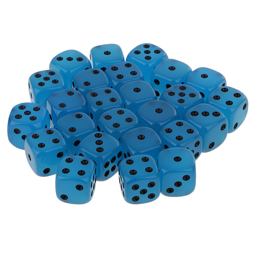 25 Stuks Acryl D6 Spot Dobbelstenen Glow In The Dark Voor Party Bar Ktv Spel Onderdelen: Blue