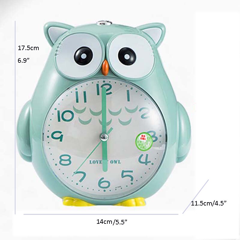 Horloge de bureau chouette muette de dessin animé | Joli réveil d'étudiant, réveil de Table, horloge avec rétro-éclairage, pour enfants