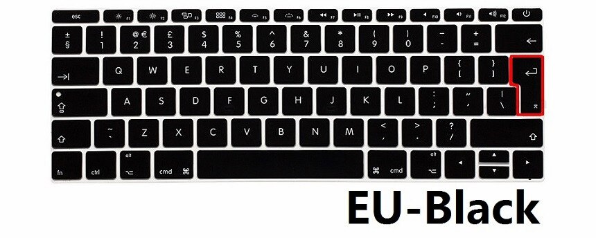 Eu Voor Macbook Retina 12 A1534 Toetsenbord Film Protector Soft Silicon Keyboard Skin Engels Eu Toetsenbord Cover: EU-Black