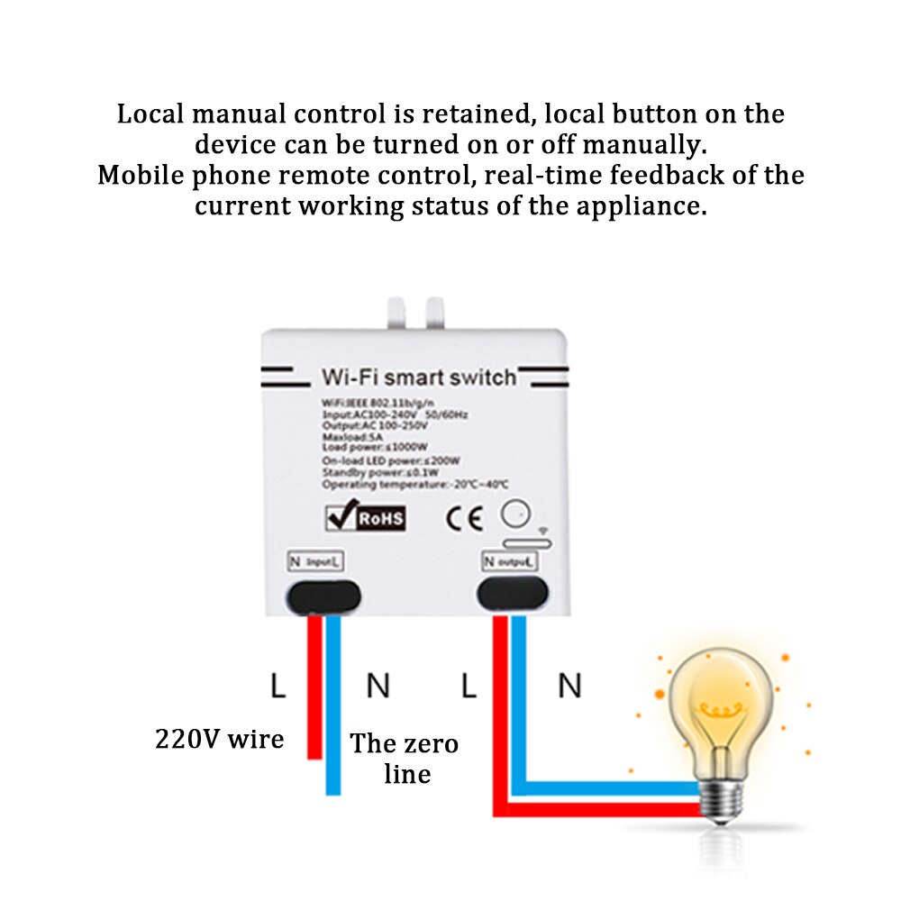 Intelligent Voice Control WIFI Switch DIY Breaker Module Controller Multiple Modes Mobile Phone APP Remote Control