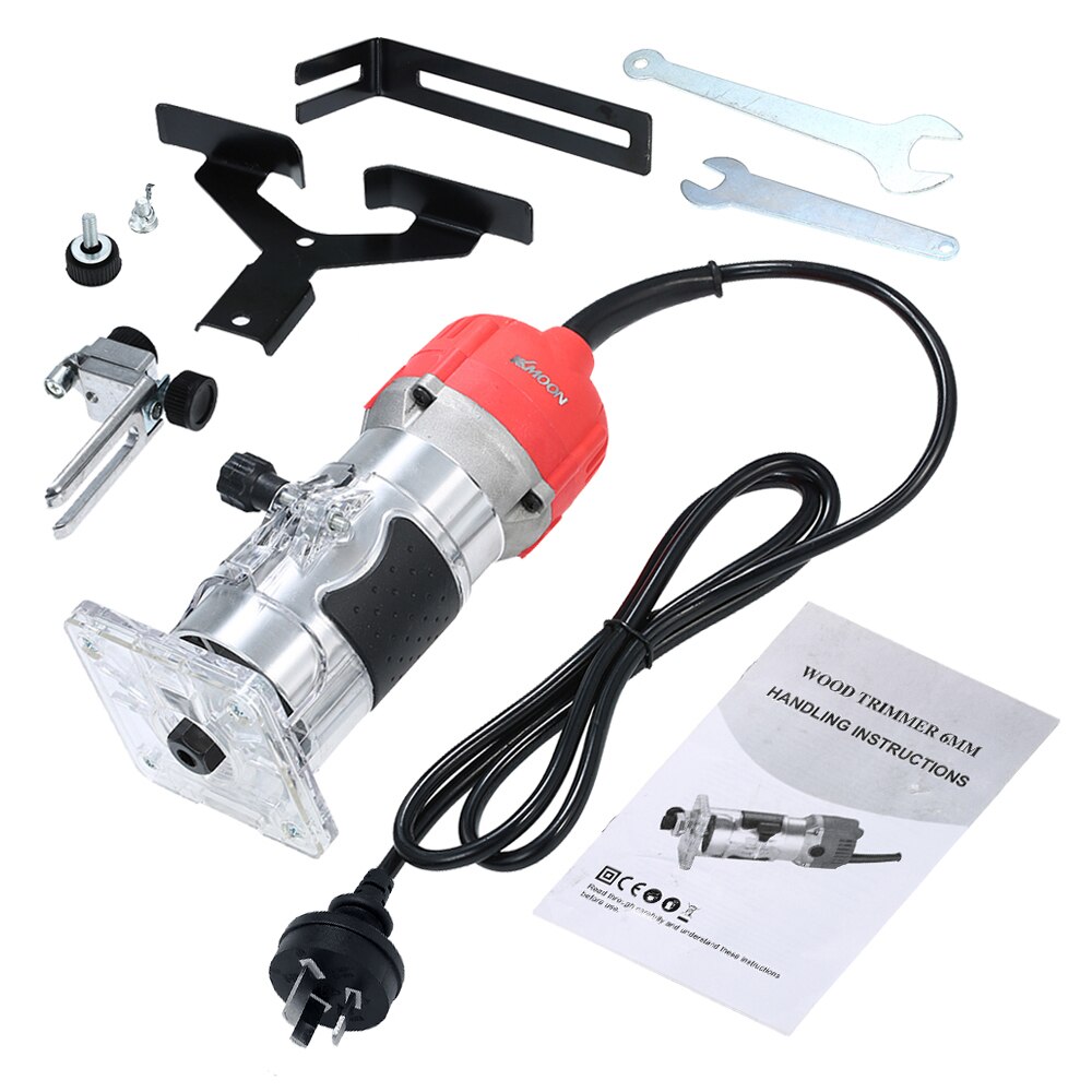 220V 800W Trim Router 30000r/min with Transparent Base Edge Guide Wood Laminate Electric Trimmer Compact Palm Router Corded