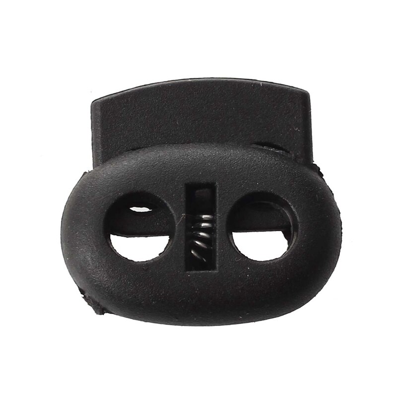 40 Pcs Double Hole Spring Loaded Drawstring Rope Cord Locks Black & 20 Pcs 2 Holes 3.6mm