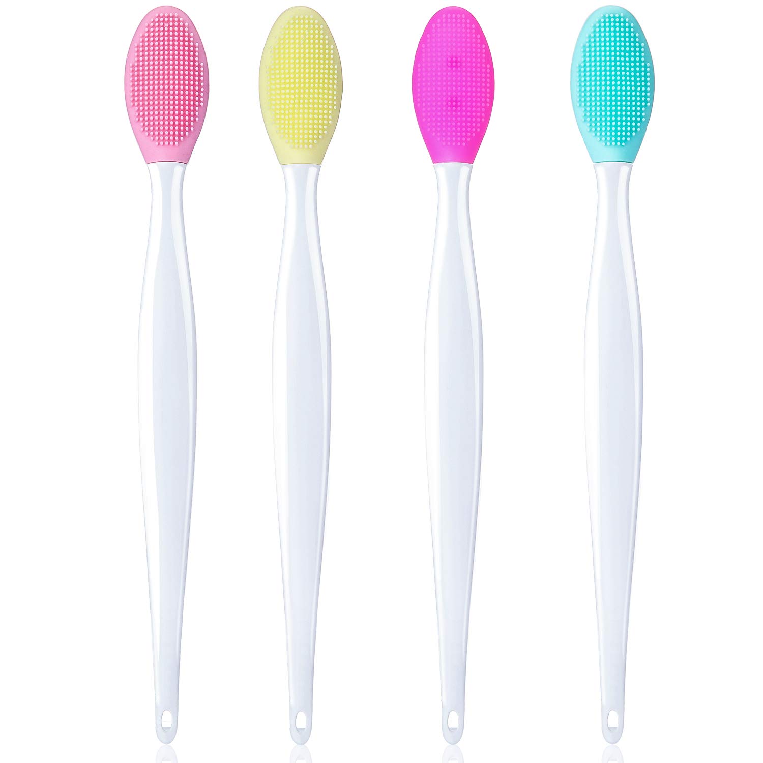 Silicone Lip Brush Tool Double Sided Soft lip Brush Wash Face Brush Scrub Clean Exfoliating Facial Lip Brush: 4Pcs Color mixing