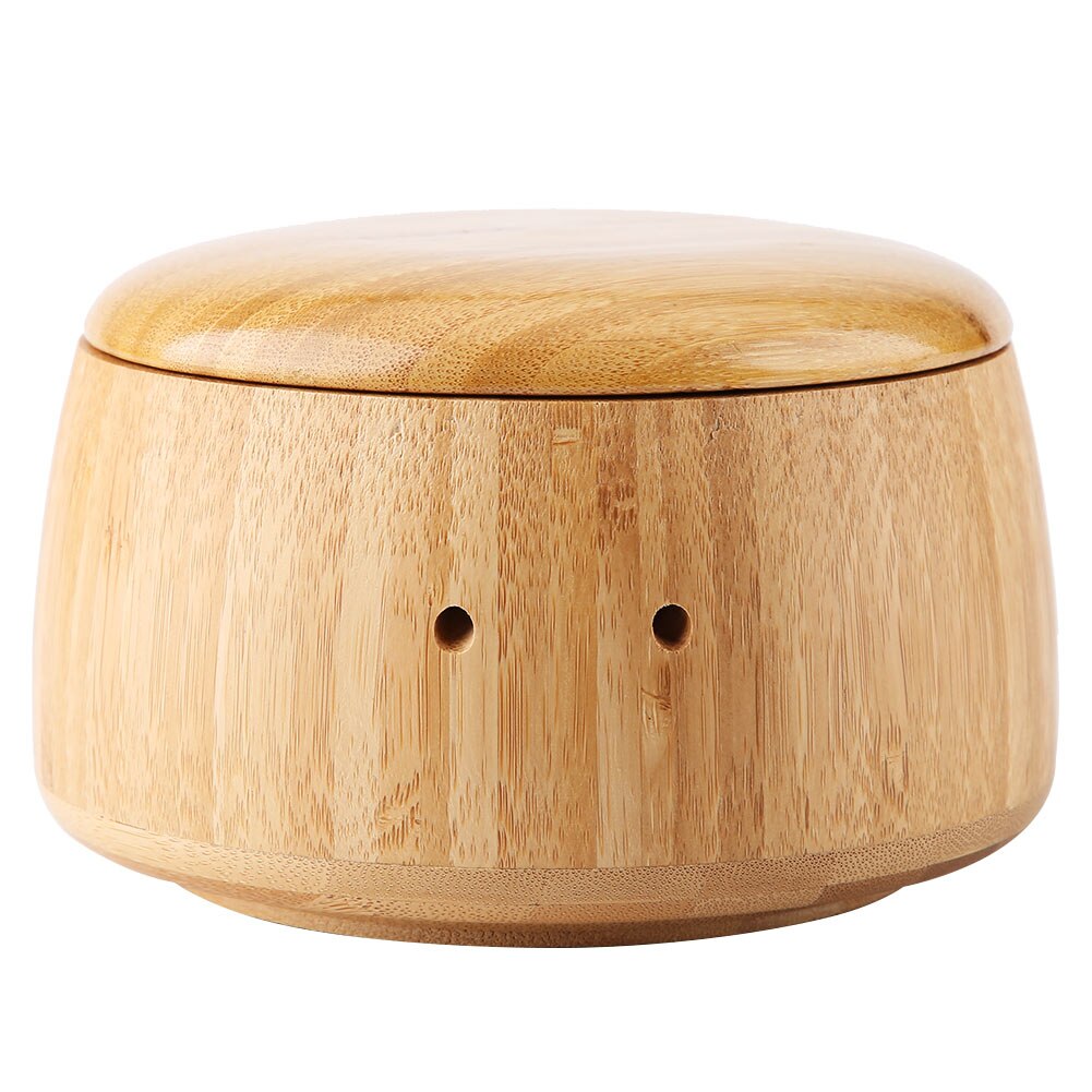 15 x 15 x 9cm bambusgarnskål garnholder med aftageligt låg til strikning og hækling