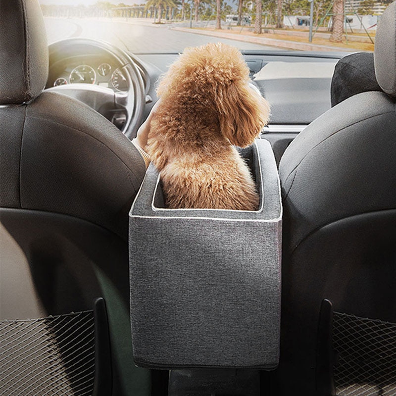 Asiento de coche portátil para mascotas, compartimento de reposabrazos para coche, cama Perrera de refuerzo, antideslizante, para perros pequeños, gatos y viajes