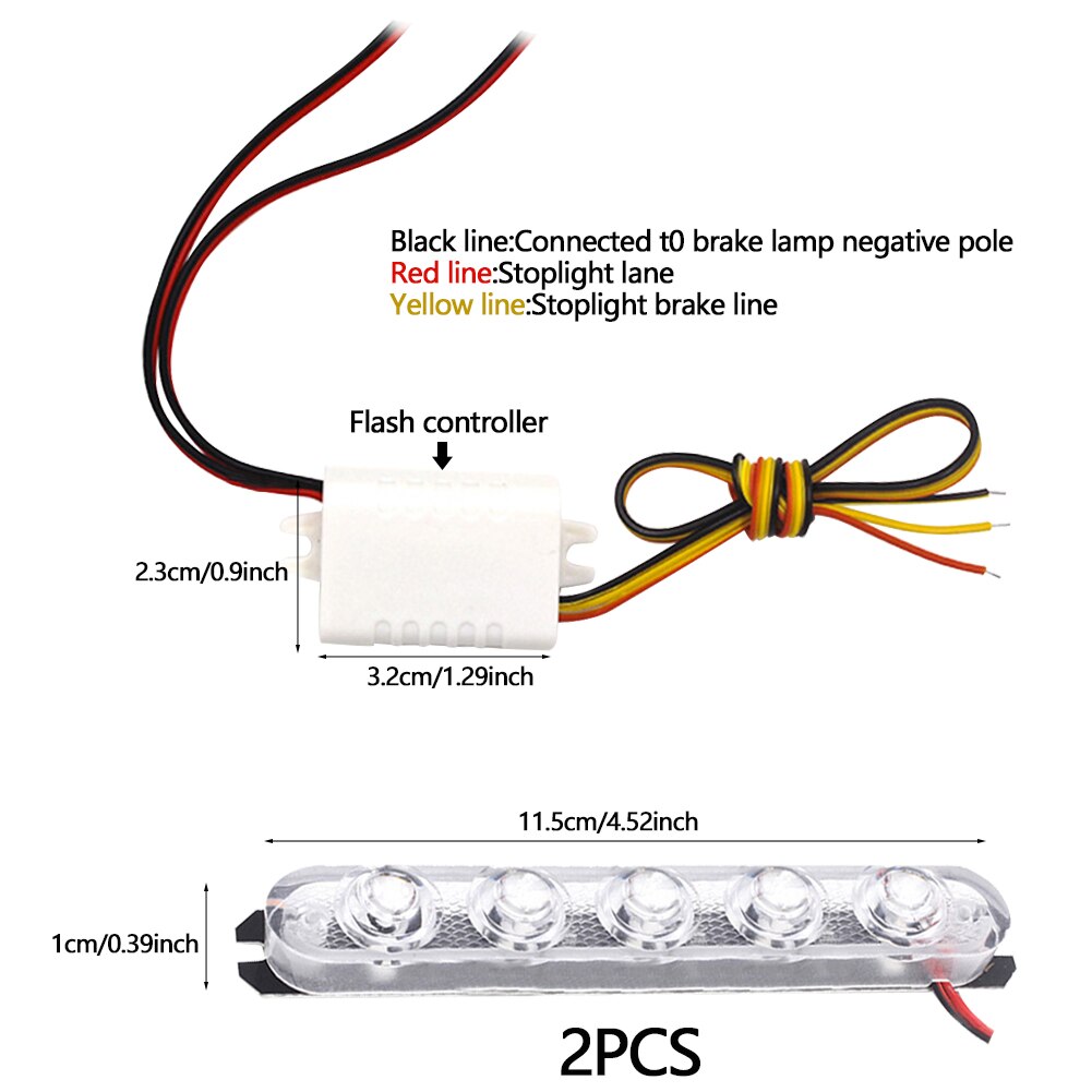 Lumière stroboscopique de Police 2 pièces/ensemble LED 5/6, feux d&#39;avertissement d&#39;urgence pour voiture, camion, moto, 4 Styles, feu d&#39;arrêt de frein arrière