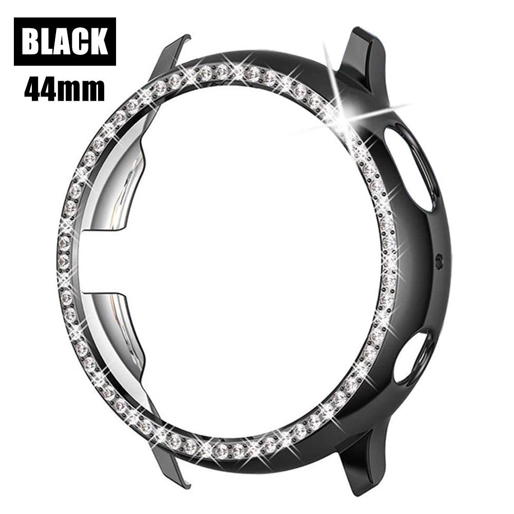 Protective Case For Samsung Galaxy Watch Active 2 40mm/44mm Cover Bumper Accessories Protector Full Coverage Screen Protection: Black 44mm