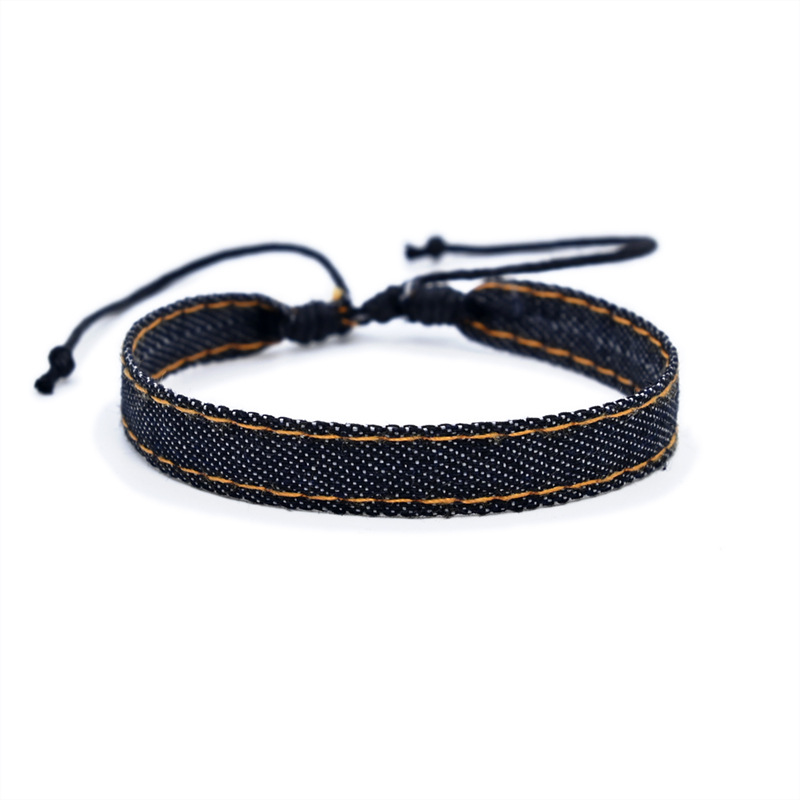 Jahrgang Stern aufbringen blau literarischen Denim Stoff Armbinde für Frauen Männer gotisch ethnischen Hand gewebten Armbinde Modeschmuck: Rost verrotten