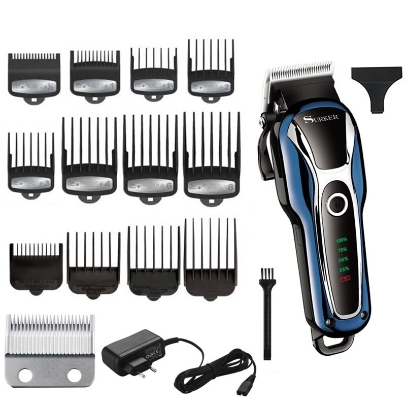 Draadloze Krachtige Tondeuse Professionele Tondeuse Mannen Haar Snijder Elektrische Haar Snijmachine Hair Cut Verstelbare Salon: 12 comb add 1 blade