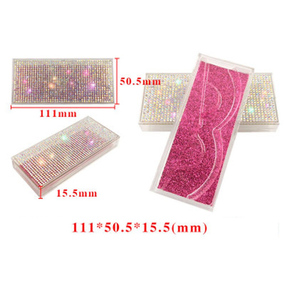 Empty Diamon Eyelash Case Glitter Paper Plastic Eyelash Packaging Box False Eyelash Storage Box With Clear Tray For Eyelash Care