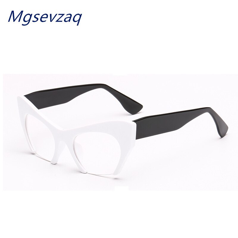 Trendy kvindelige briller halv stel cat eye personlighed klassisk all-match transparent brille stel: C7