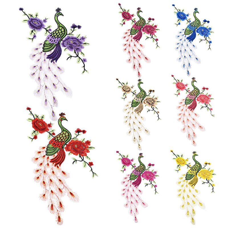 Broderi tyg påfågel spets sömnad applikation spets krage halsring krage applikation gör det själv kläder tillbehör scrapbooking