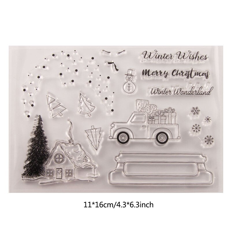 Dolcevita jul santa skov træ klart stempel snefnug hjorte gennemsigtig silikone stempel segl til diy scrapbooking papir kort: Klare frimærker