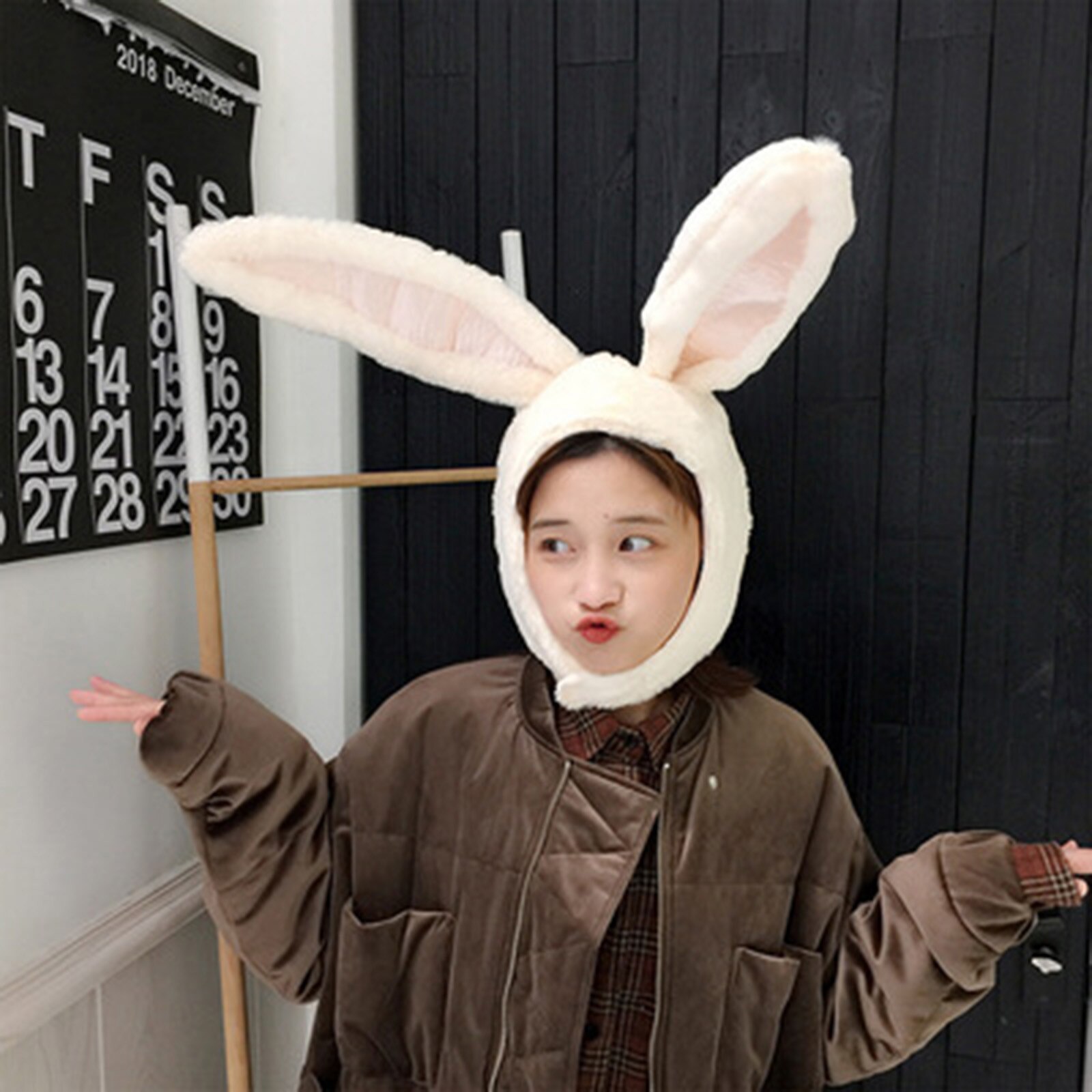 DAIGELO Women‘s Winter Bunny Ears Cartoon Hat Winter Warm Hedging Cap Plush Fun Bunny Ears Hood Lady Costume Hats Warm Soft Cozy
