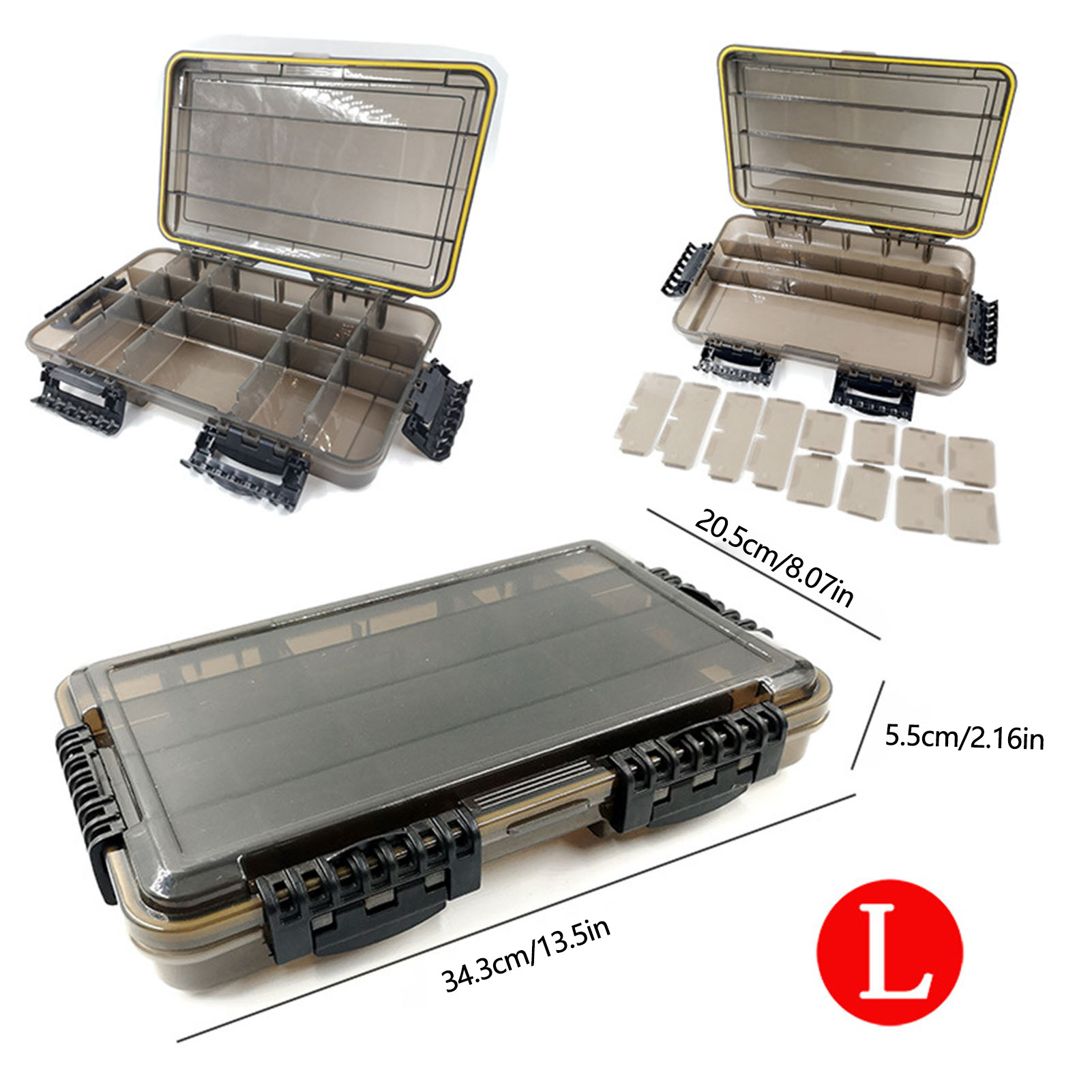 Waterproof Fishing Tackle Box Organizer Removable Dividers Transparent Storage Case For Lures Baits Hooks Anglers Large Capacity: YELLOW
