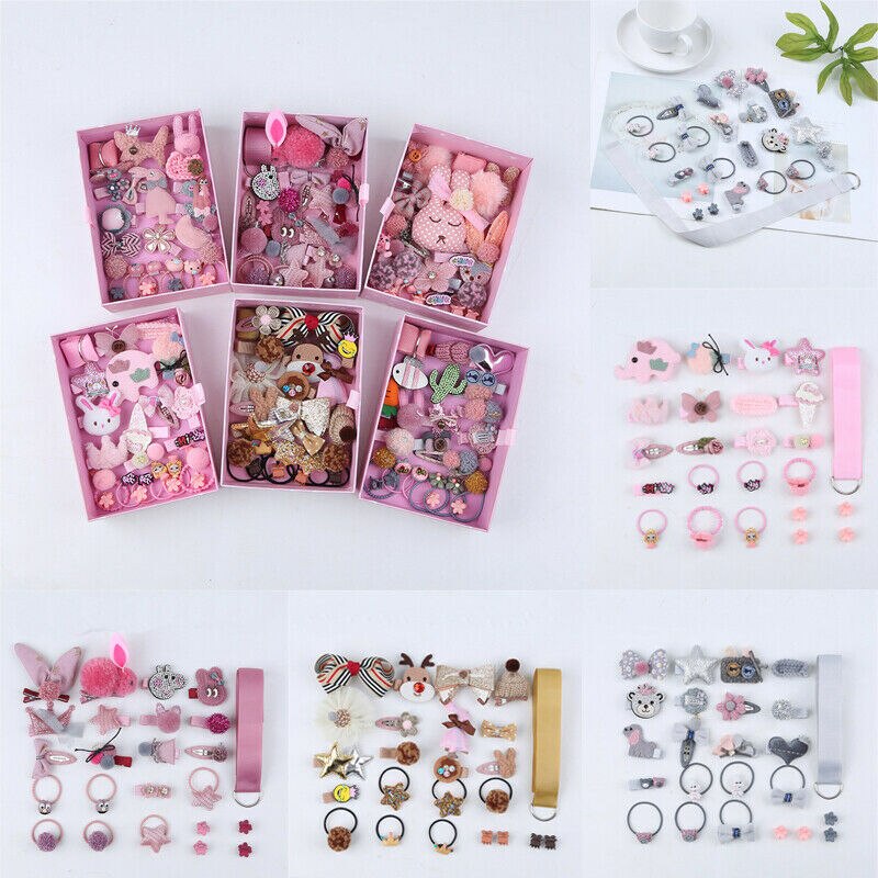 Baby Accessories Kids Girls Hair set Hair Clips Barrette Hairpin 24-piece Set Hair Accessory Box Bowknot