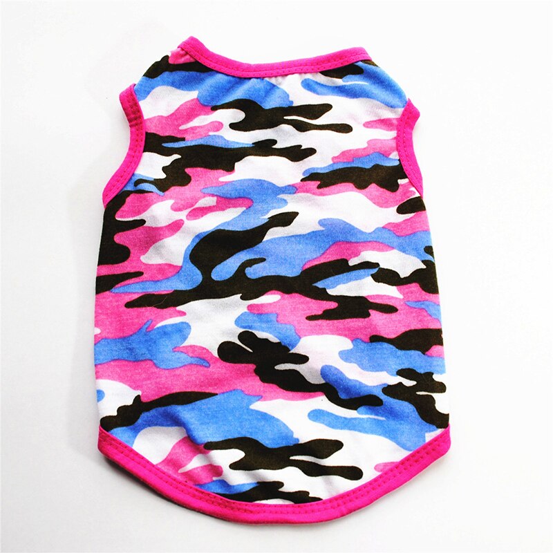 1Pcs Lente En Zomer Hond Kleren Puur Katoen Ademend T-shirt Teddy Puppy Corgi Camouflage Vest Puppy Kat Kleding: Pink / L