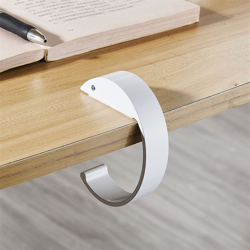 Colgador de bolsa de escritorio, colgador de bolsa portátil, gancho para bolsa de borde de escritorio para escuela y oficina, colgador de mochila de escritorio, estante lateral para bolso de escritorio sin perforaciones: Gris oscuro