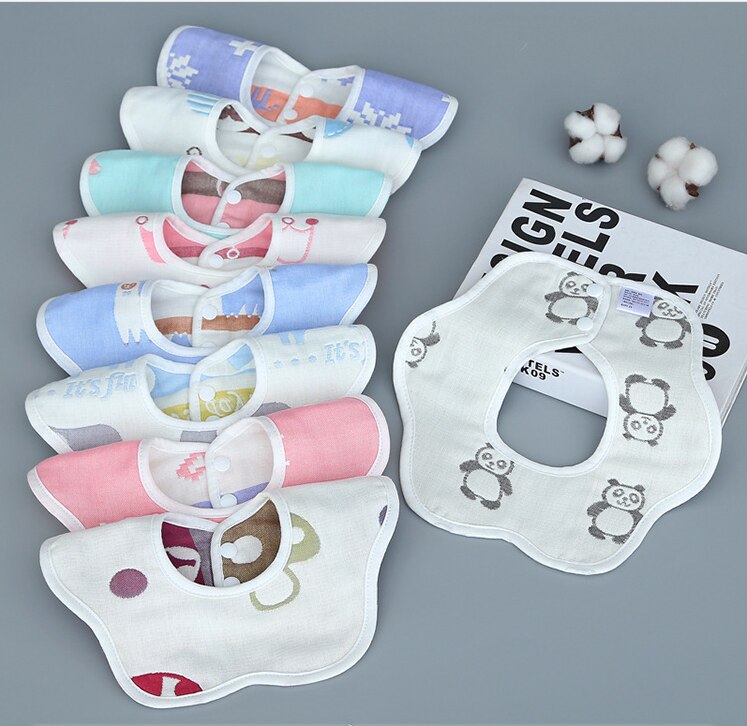 Bavoirs en mousseline de gaze pour bébé, Rotation à 360 degrés, 8 couches, Bandana, serviette pour -né, 2 pièces/lot: 2pcs Random Color D