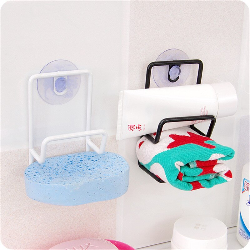 Metal Suction Cup Sink Drain Rack Wall Sucker Sponge Storage Drying Holder Kitchen Sink Soap Stand Dish Cloth Shelf Organizer