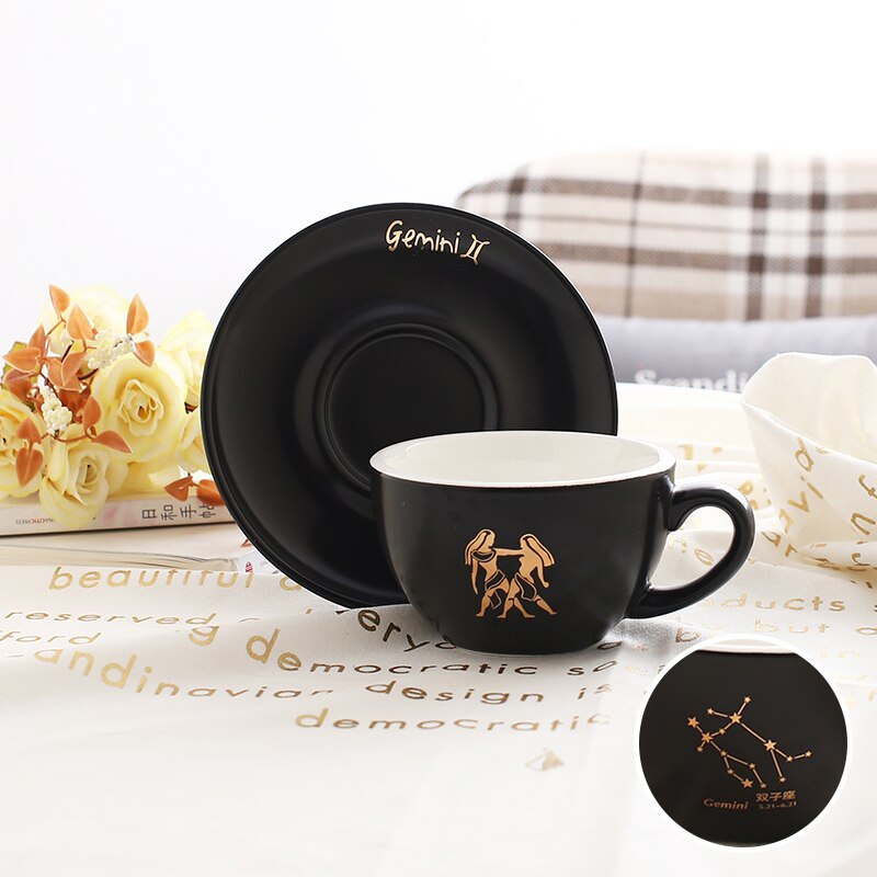 Black Ceramic Coffee Cup and Saucer Set Luxury Cappuccino Coffee Cup Set Filizanki Do Kawy Mug BD50CS: style4