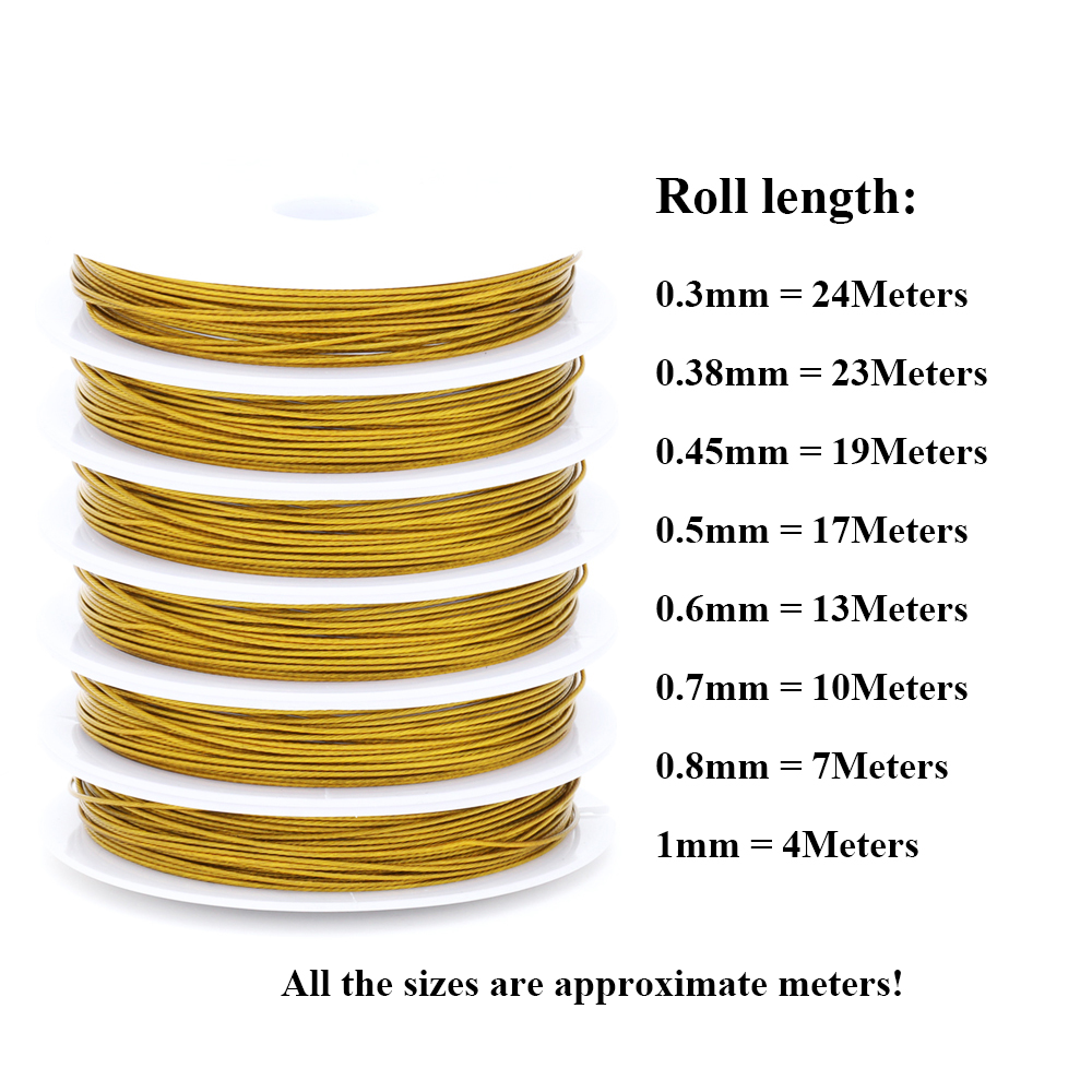 1 rollo de hilo fuerte resistente, 0,3/0,5/0,6mm, alambre de acero inoxidable para cuentas, cordones para joyería, cadena para hacer collares y pulseras DIY