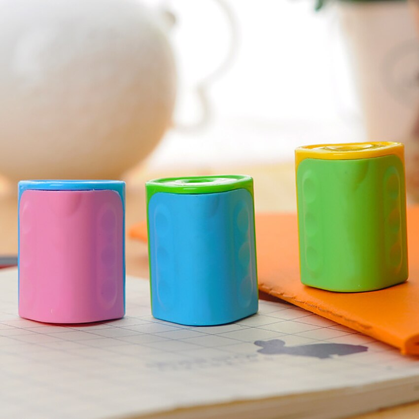Sacapuntas de lápiz con forma geométrica para estudiantes Sacapuntas de lápiz Manual de un solo orificio de plástico de tamaño compacto para escuela, hogar y oficina