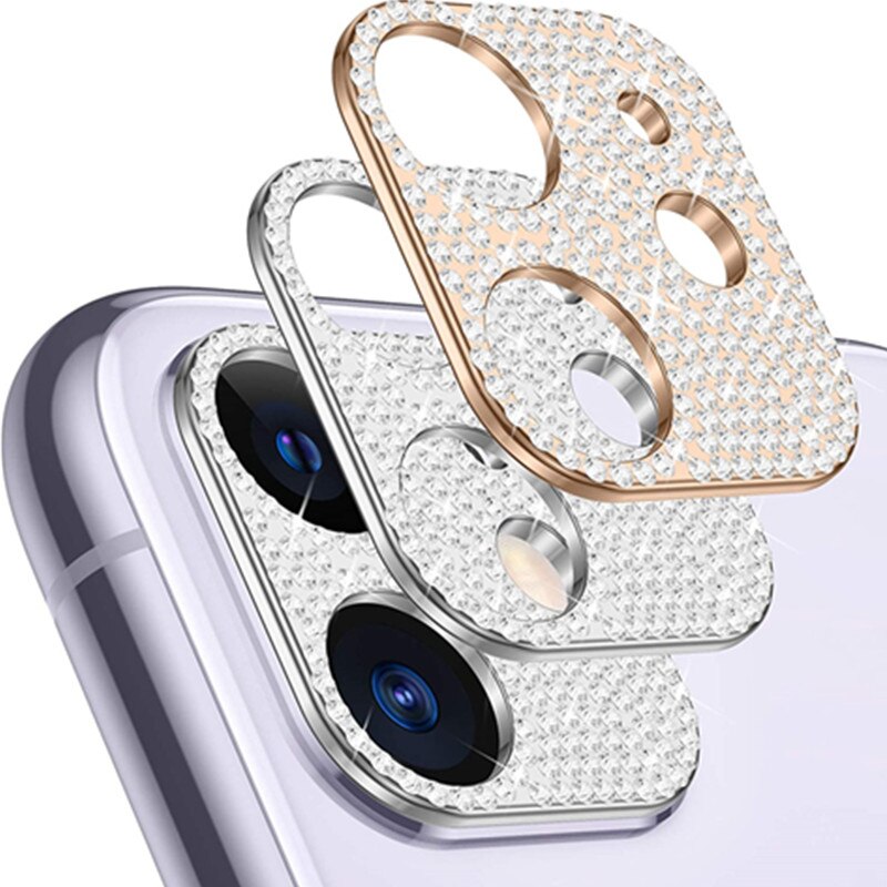 Bling Glitter Diamond Camera Mobiele Telefoon Lens Protector Cover Voor Iphone 12 Pro Max Mini IPhone12 Ring Case 3D Lentes sticker