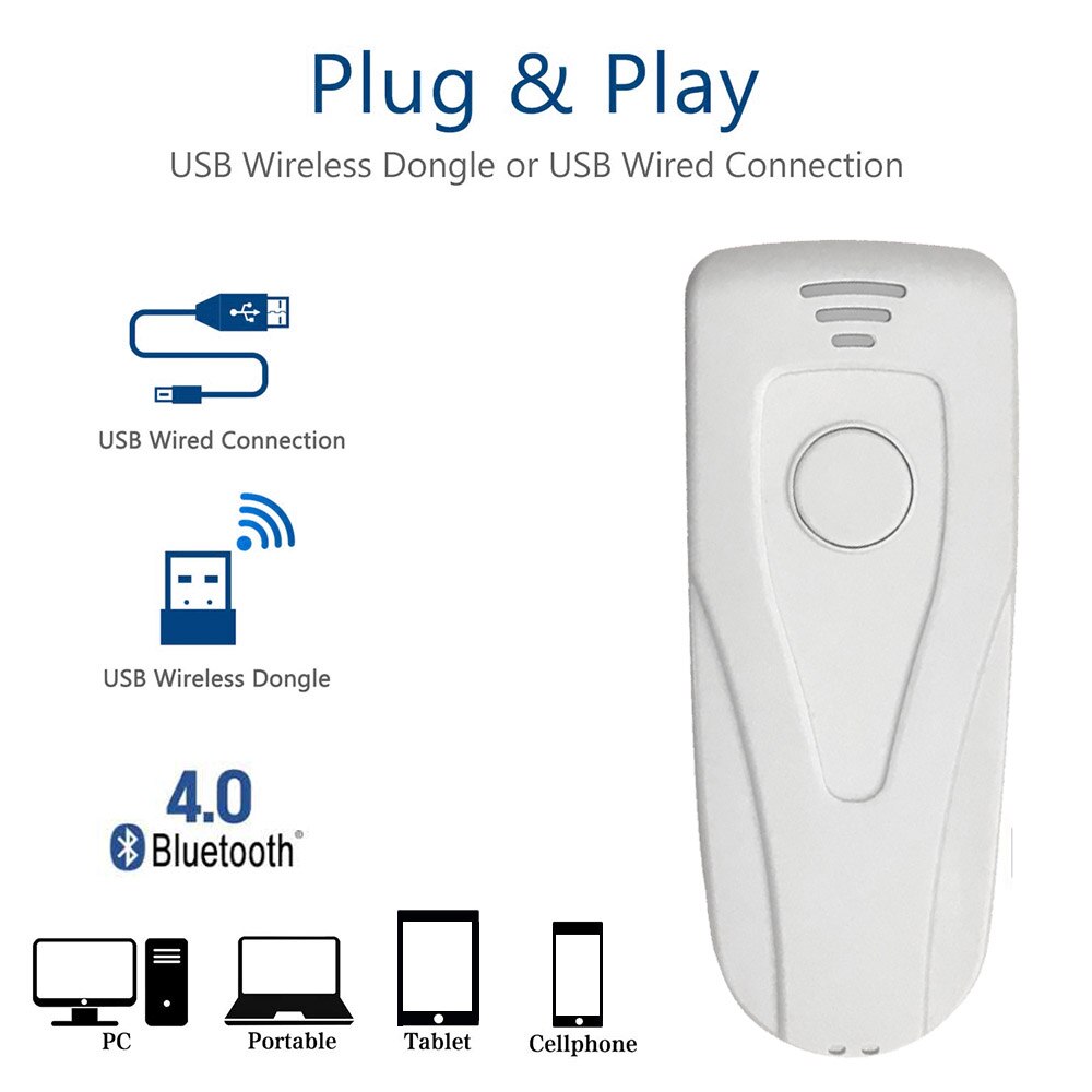 Tasca portatile Senza Fili Mini 2D QR Scanner 1D/2D Bluetooth Scanner di Codici A Barre Per Android IOS Scanner di Codici A Barre Palmare