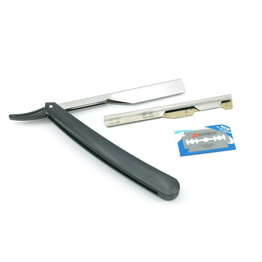 Stainless Steel Straight Edge Razor Barber Manual Beard Shaver Folding Shaving Razor Barber Shaver Tool with one Blade