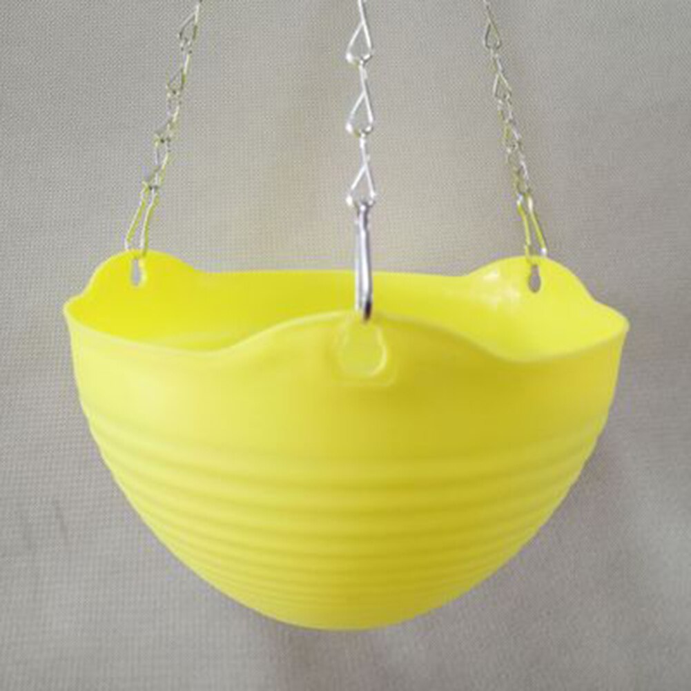 Plastic Hanging-Basket Flower Pot with Chain Home Garden Balcony Macrame Plant Hanger Planters Decor SMD66: YELLOW