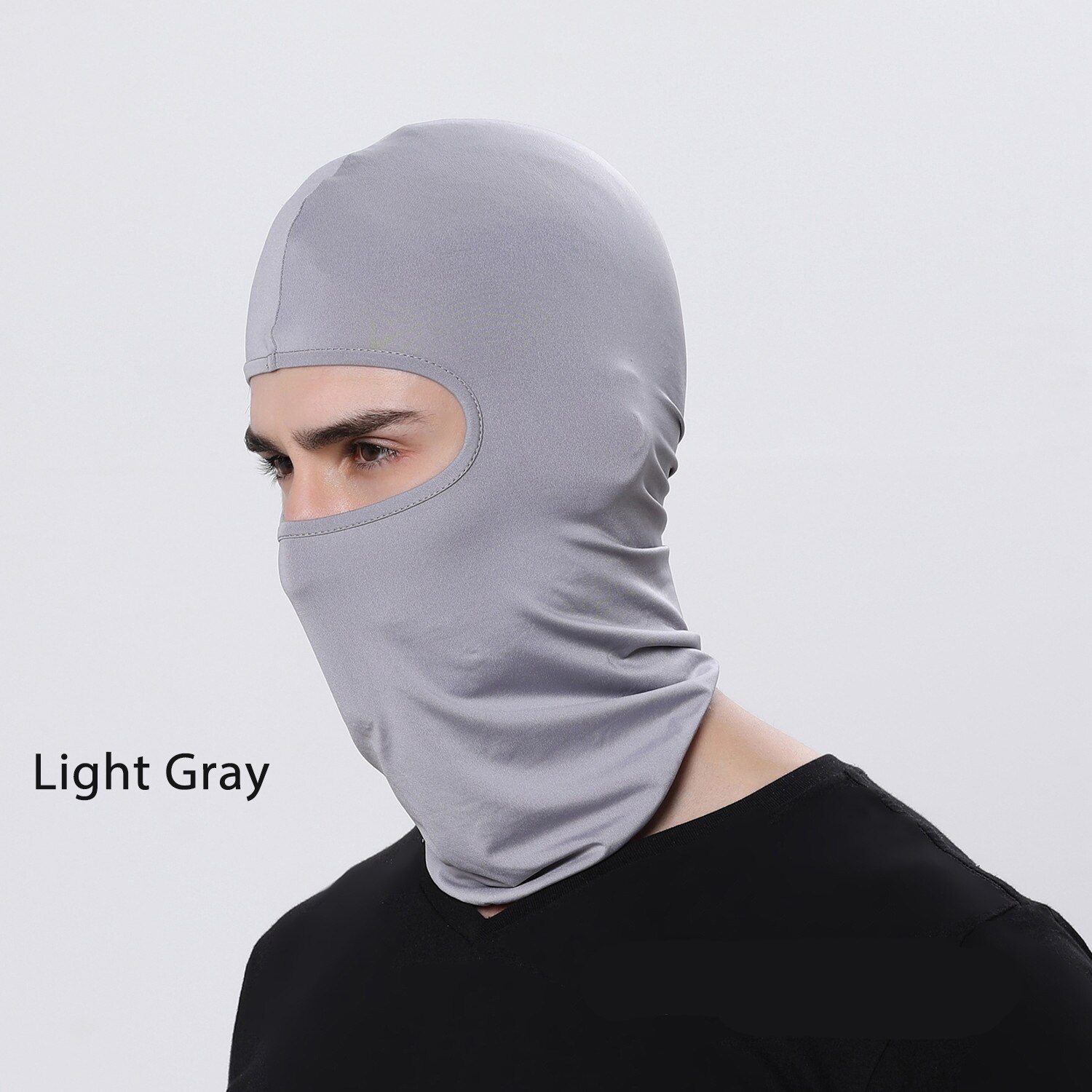 Motorrad-gesichtsmaske, fahrrad-sturmhaube, ganzgesichtsmaske, mütze, sturmhaube, lycra-Ski-halsmaske, sommer-sonnenschutz, Ultra-uv-schutz, dünn: Hellgrau