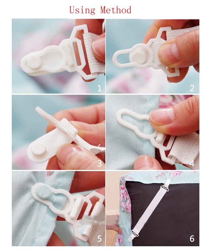 4pcs Bed Sheet Clip Non-slip clip White Skid Elastic Band Retaining Clip For Fixed Bedspreads Non-slip clip Blanket Gripper
