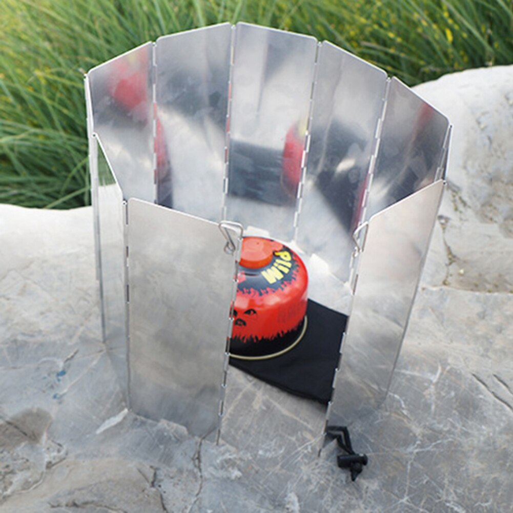 Draagbare Oven Wind Deflector Aluminium Opvouwbare Camping Gasfornuis Voorruit Platen Met Pin Opbergtas