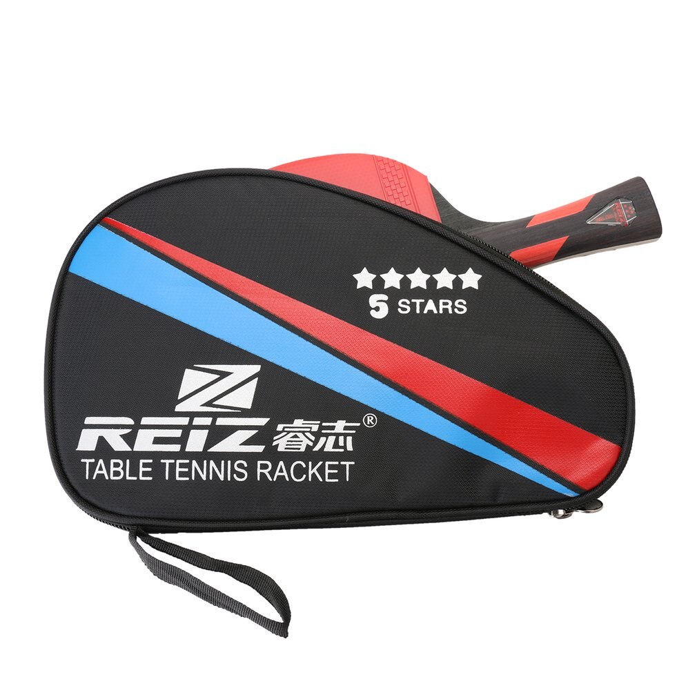 REIZ 5 Stars Table Tennis Racket Short Or Long Handle Shake-hand Ping Pong Paddle Match Training Racket With Case