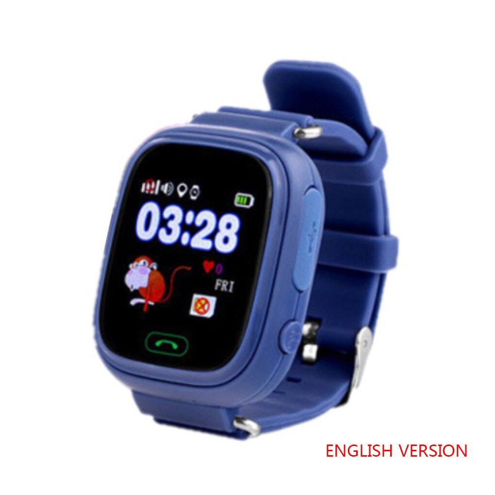 Reloj inteligente Q90 con GPS para chico, reloj de pulsera antipérdida para bebé, rastreador de dispositivo de ubicación de llamada SOS: Navy blue English