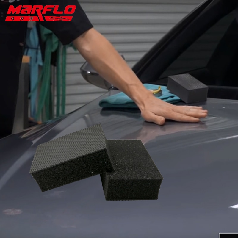 MARFLO-Barra de arcilla mágica para lavado de coches, almohadilla de bloque de esponja para eliminar contaminantes antes de pulir cera para el cuidado de limpieza del coche