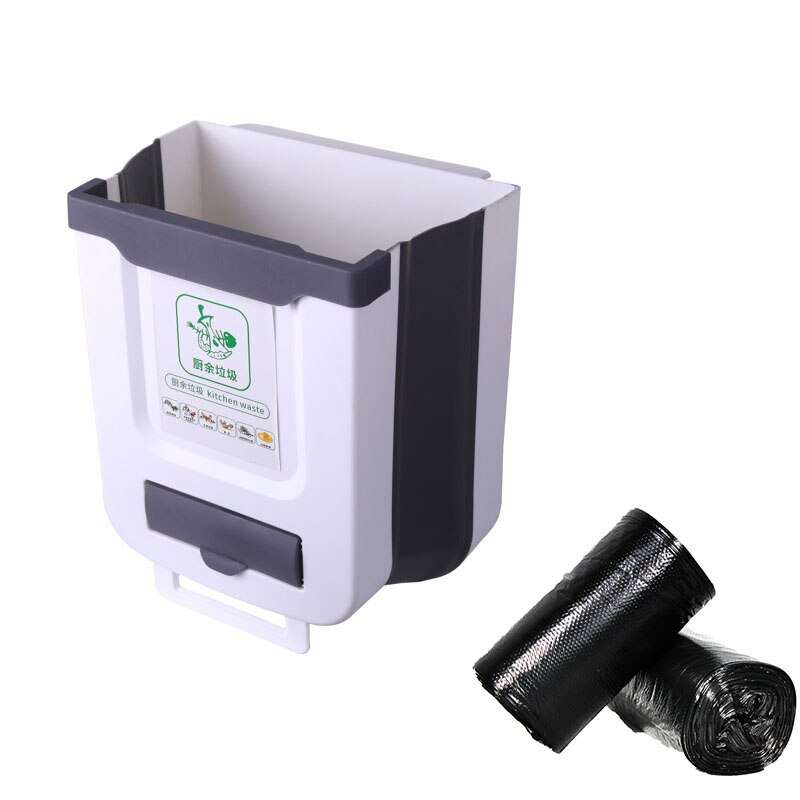 Kitchen Trash Can Foldable Portable Car Trash Can For Bathroom Kitchen Cabinet Door Wall-mounted Kitchen Storage: 4