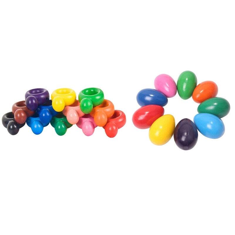 1 set 9 färger kritor giftfria färgkritor äggtvättbara pinnar stapelbara leksaker & 1 set 12 färger färgkritor för bebisar, ri: Default Title