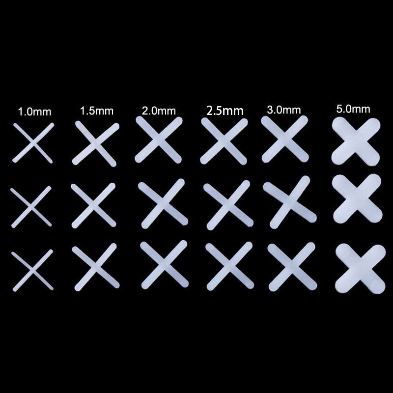 500pcs 1mm-5mm Decoration Tool Ceramic Tiler Spacer Cross Plastic Tile Plumber Reuseable Leveling System Construction