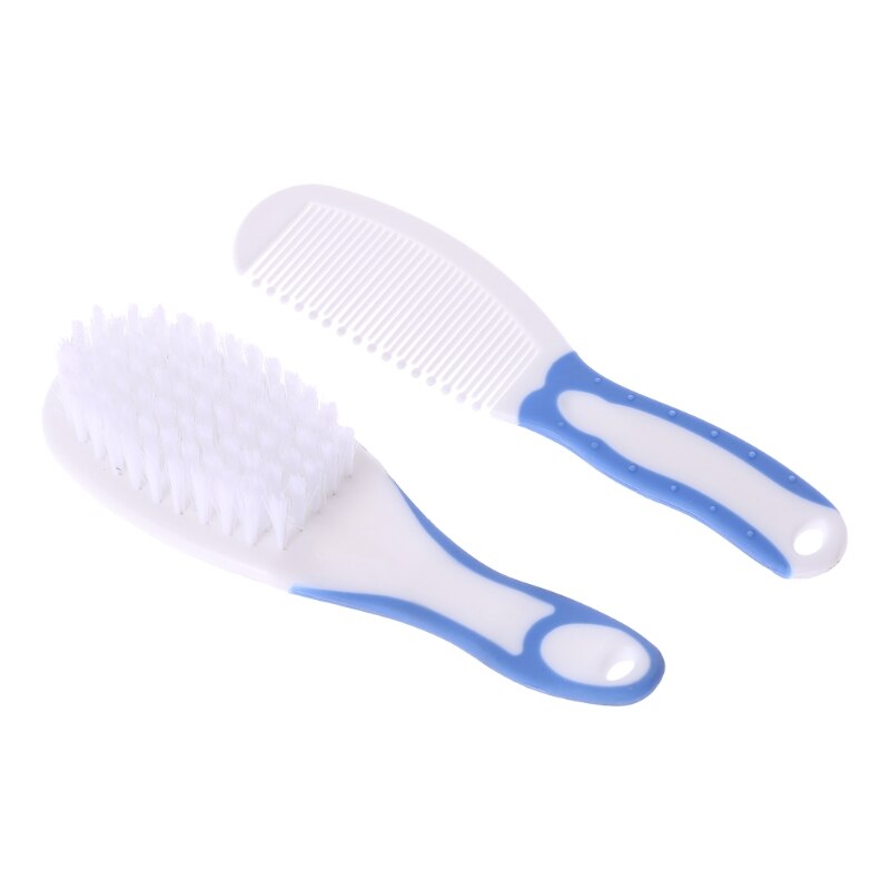 1 Set Baby Brush Comb Hair Massage Head Scalp Newborn Kids Care Preparation Kit Cute: Blue