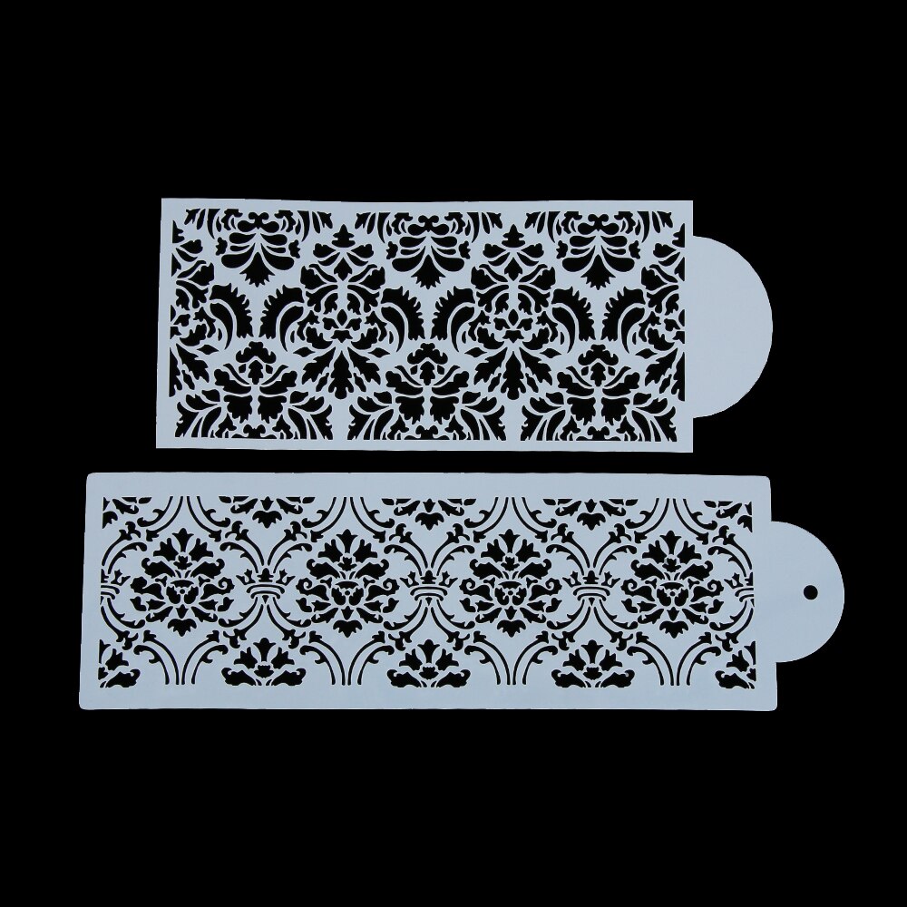 1/2 STUKS Bruidstaart Damast Kant Grens Fondant Mold Cupcake Stencil Bakvorm Sugarcraft Template Cake Decorating Tool: SET