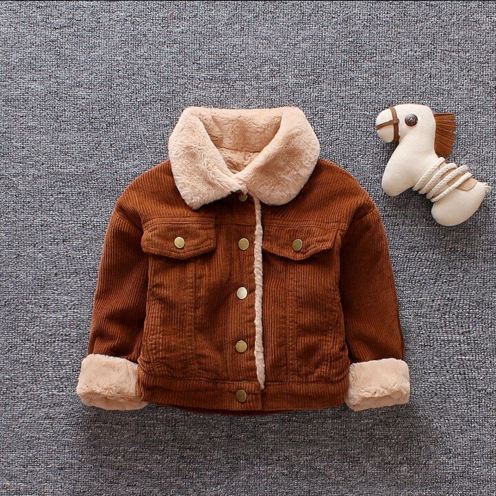 Chaqueta cálida de para niños, abrigos con cremallera, ropa de abrigo gruesa para niños pequeños, prendas de vestir con dibujos animados para otoño e invierno,: brown / 2T