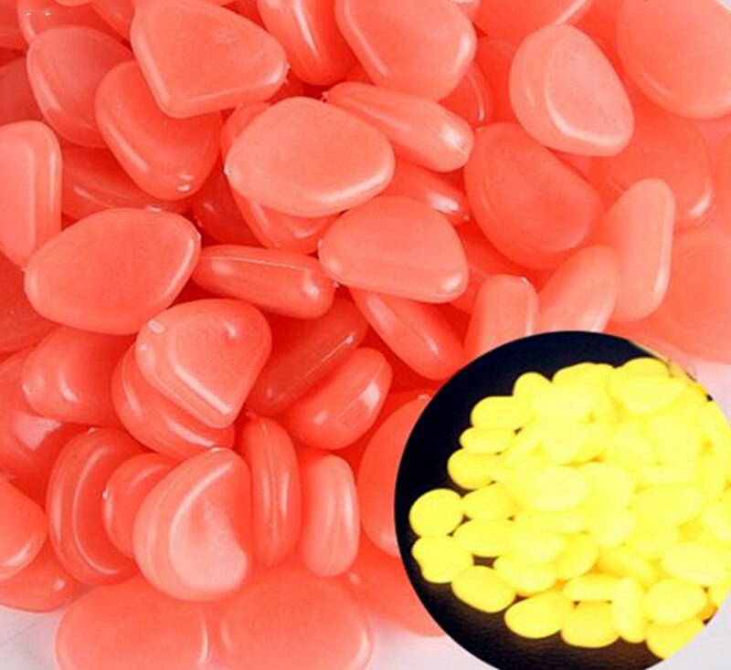 100pcs Luminous Stone Fluorescent Gravel Pebbles Aquarium Fish Tank Garden Decoration in the Dark Glowing Stones: 100pcs Orange