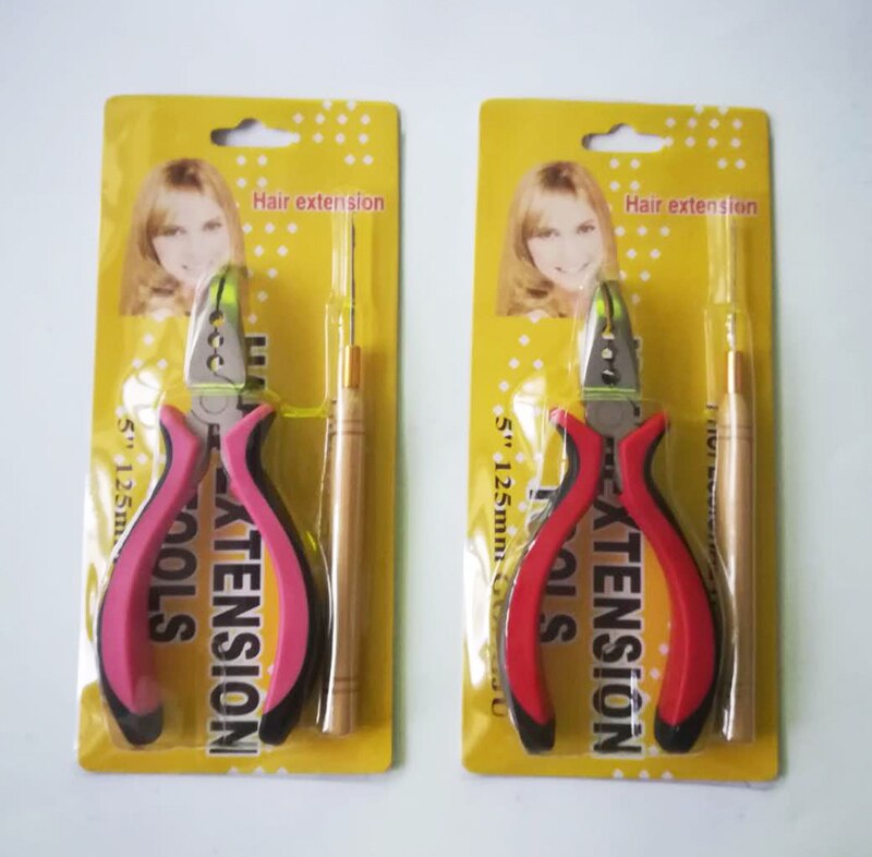 Alicates para el pelo y aguja de tracción, juego de varias pinzas, herramientas profesionales de Extensión de cabello