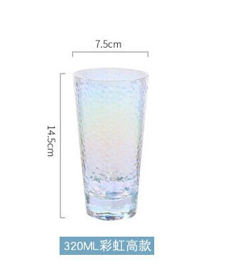 Taza Arcoiris de cristal martillado, vaso de agua colorido, taza de vino colorida, vaso de bebida de vidrio, florero de Copa, 6 uds.: C 1pcs