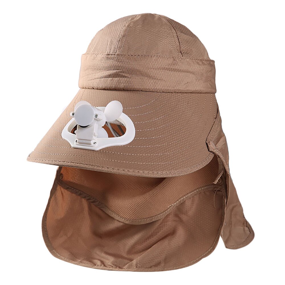 Zomer Afneembare Outdoor Anti-Zon Cap Hals Gezicht Flap Brede Rand Hoed Met Ventilator Geschikt Voor Klimmen Dagelijks Gebruik