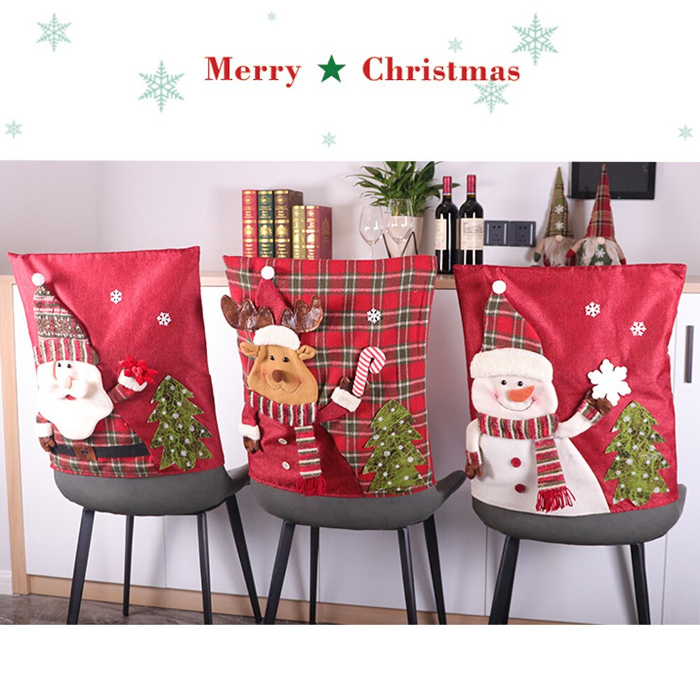 Santa Hat Chair Covers Christmas Decor Dinner Chair Xmas Cap Sets Dinner Table Hat Chair Back Covers For Home