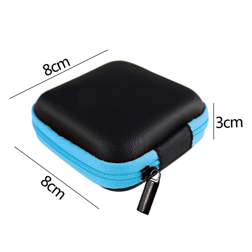 Multi-grid Earphone Case Storage Bag Organizer Polyester Data Cable Travel Storage Bags Power Bank Bag Multifunction: blue 8x8x3cm