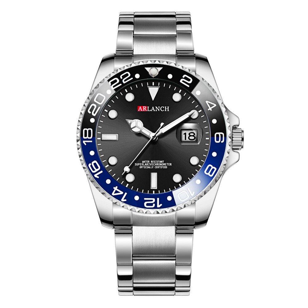 Arlanch Mannen Lichtgevende Grote Heren Wijzerplaat Horloges Quartz Horloge Voor Mannen Groene Man Klok Sport Horloge Mannen relogio Masculino: A-B